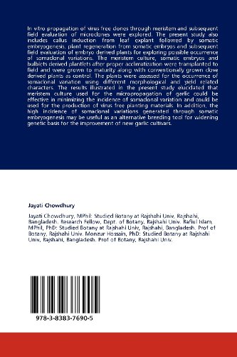 Micropropagation and Somatic Embryogenesis in Garlic: Regeneration of Plants Directly from Meristem Culture and Indirectly Via Callus Induction from Leaf Base in Garlic - 2